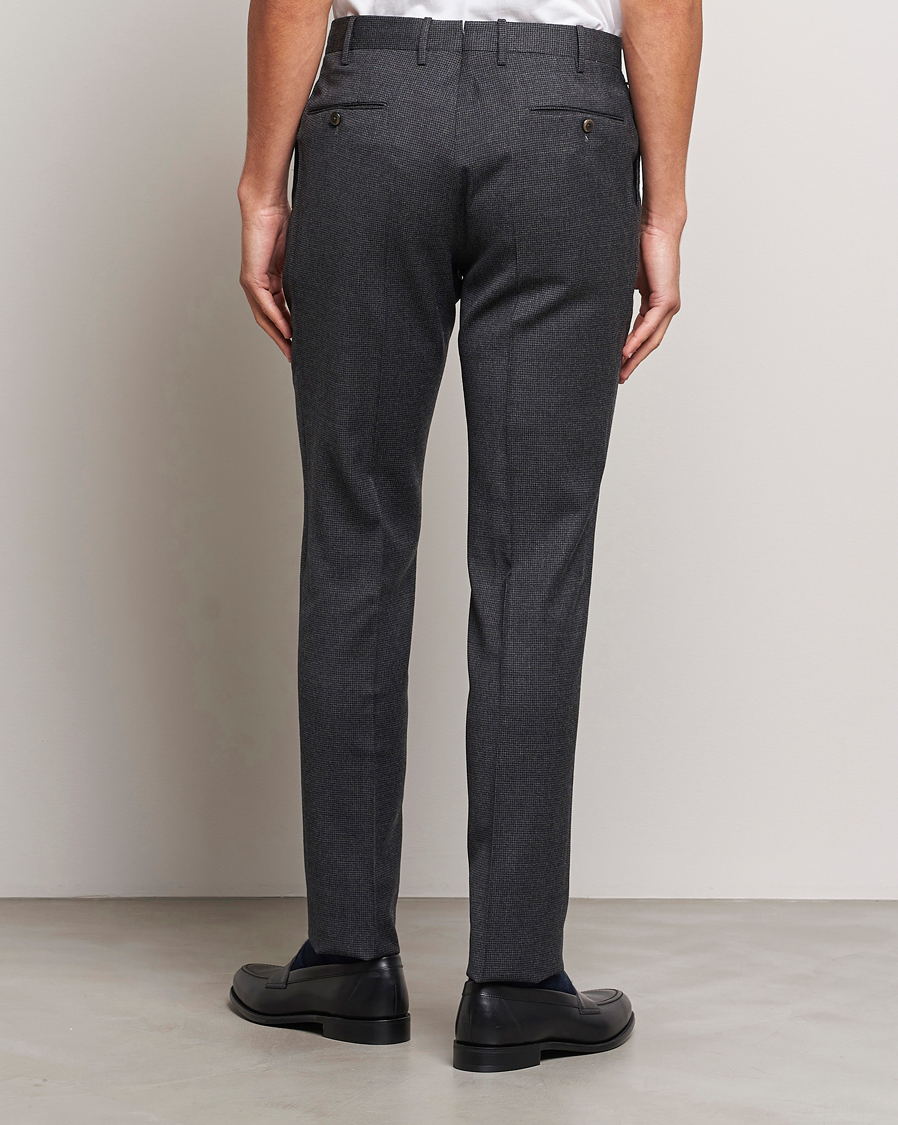 Herr | Byxor | PT01 | Slim Fit Pleated Houndstooth Trousers Medium Grey