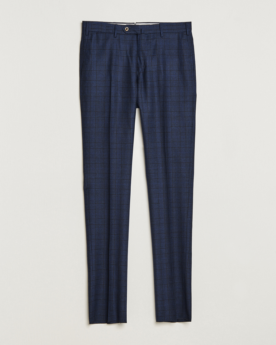 Herr | Byxor | PT01 | Slim Fit Prince Of Wales Wool Trousers Navy