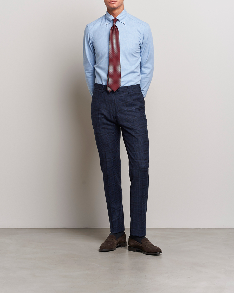 Herr | Byxor | PT01 | Slim Fit Prince Of Wales Wool Trousers Navy