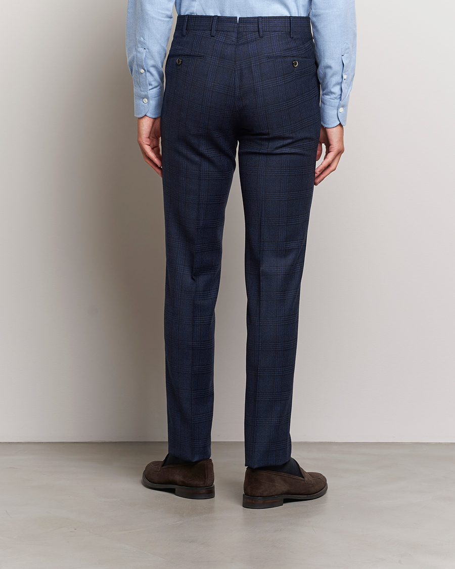 Herr | Byxor | PT01 | Slim Fit Prince Of Wales Wool Trousers Navy