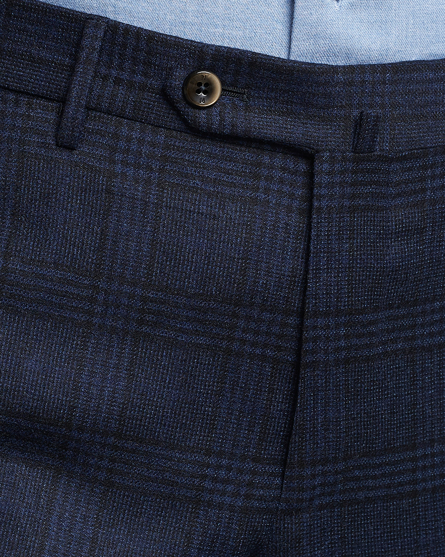 Herr | Byxor | PT01 | Slim Fit Prince Of Wales Wool Trousers Navy