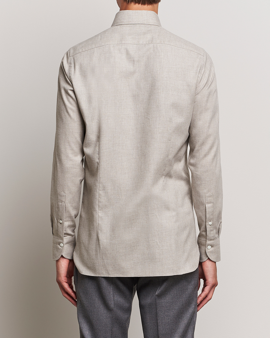 Herr | Skjortor | 100Hands | Cotton/Cashmere Button Down Flannel Shirt Taupe