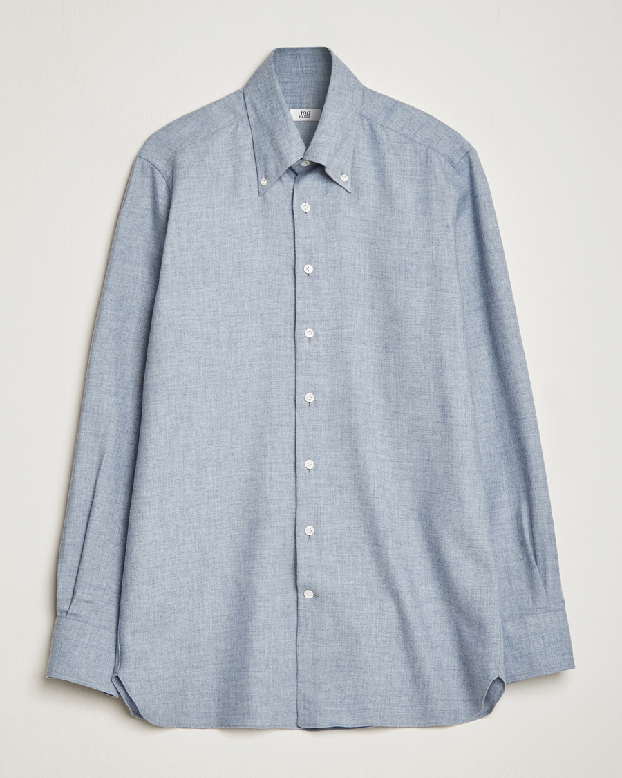 Herr | Skjortor | 100Hands | Cotton Button Down Flannel Shirt Grey
