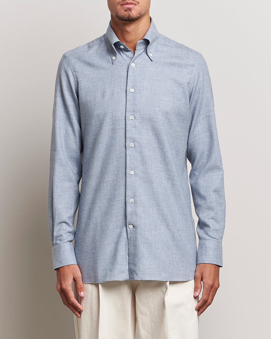 Herr | Avdelningar | 100Hands | Cotton Button Down Flannel Shirt Grey