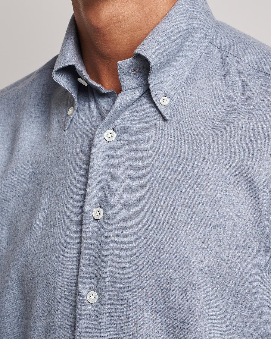 Herr | Skjortor | 100Hands | Cotton Button Down Flannel Shirt Grey
