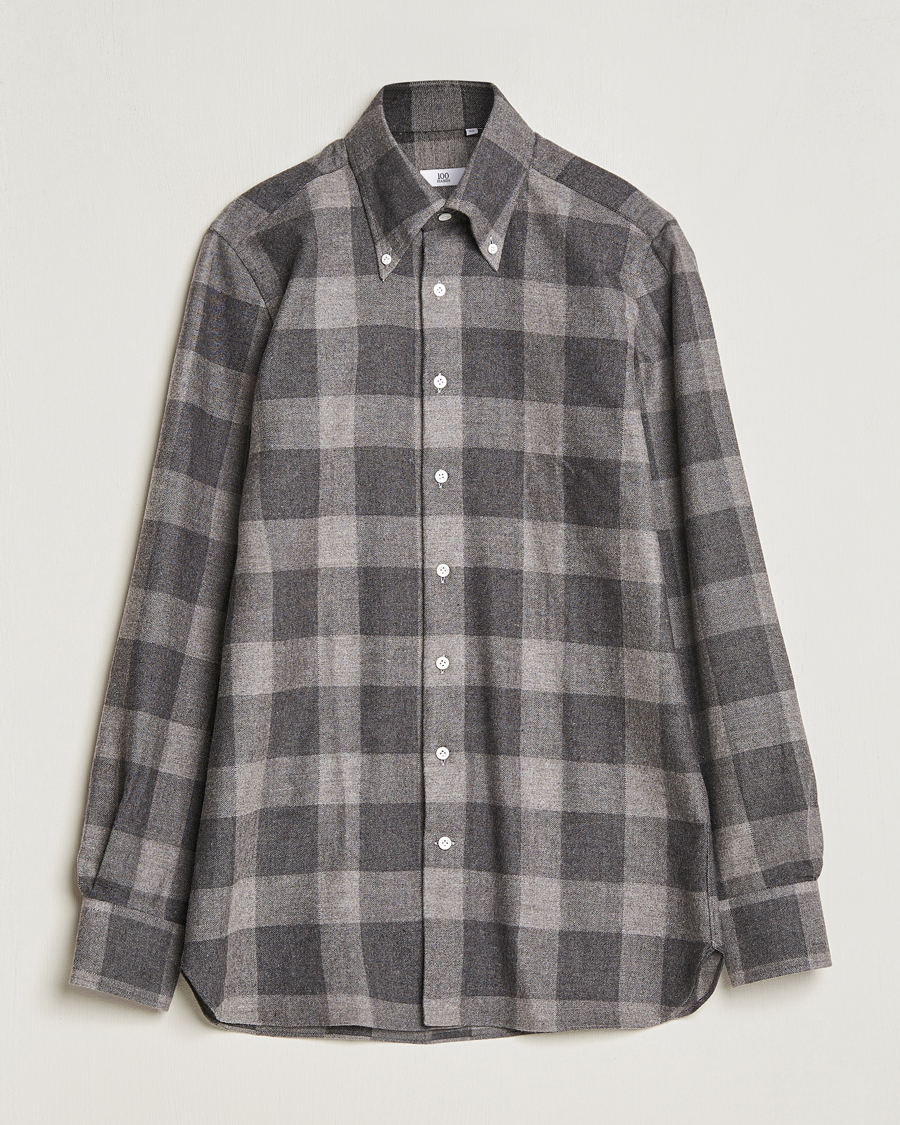 Herr | Skjortor | 100Hands | Large Checked Flannel Shirt Grey
