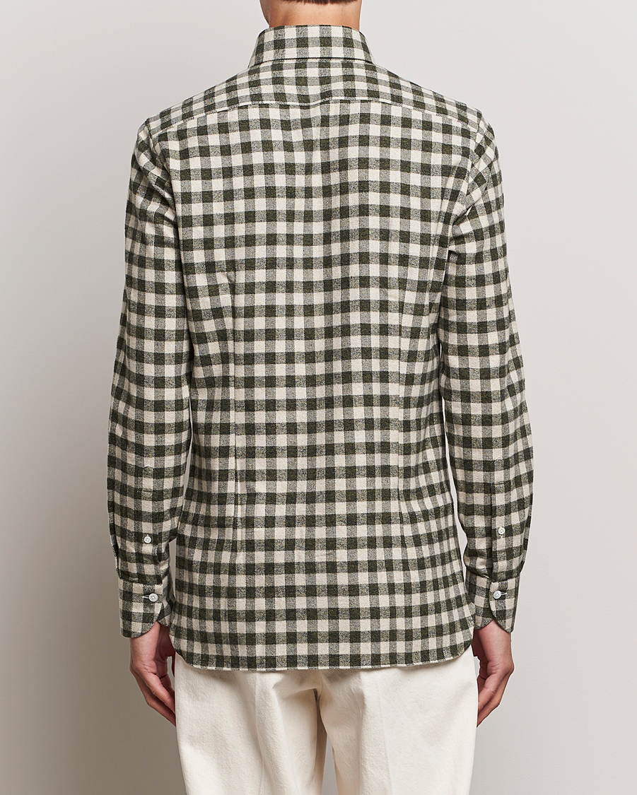 Herr | Skjortor | 100Hands | Checked Cotton Flannel Shirt Green Grey