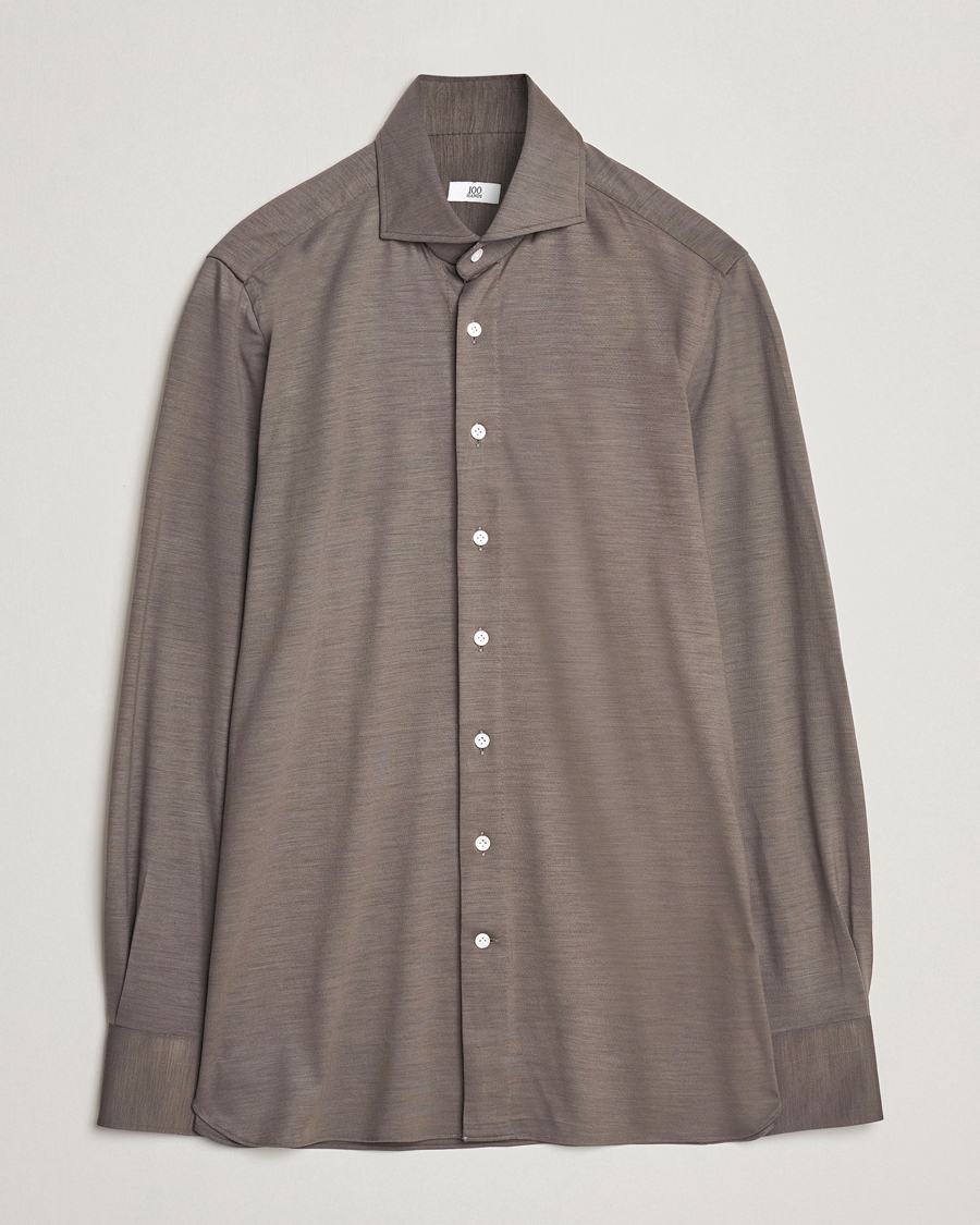Herr | Skjortor | 100Hands | Wool Cut Away Shirt Green Grey