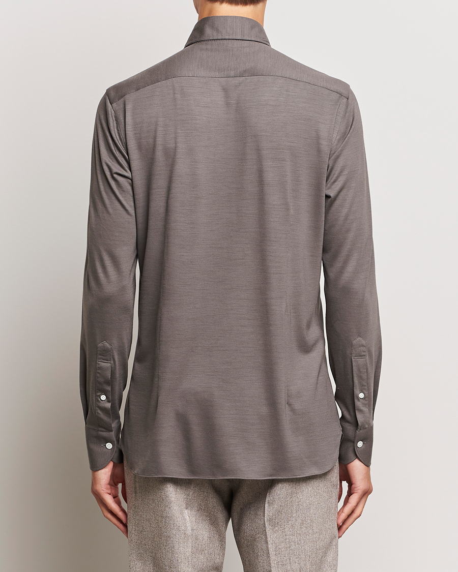 Herr | Skjortor | 100Hands | Wool Cut Away Shirt Green Grey