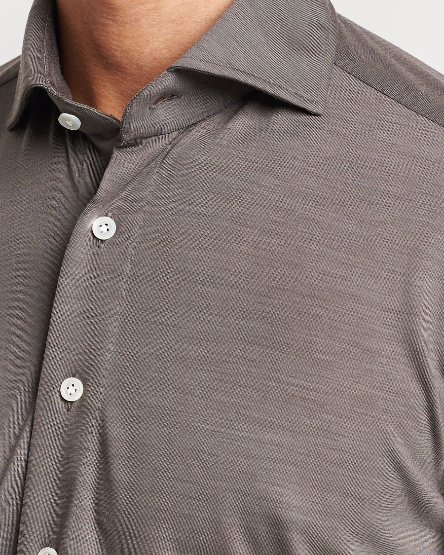 Herr | Skjortor | 100Hands | Wool Cut Away Shirt Green Grey