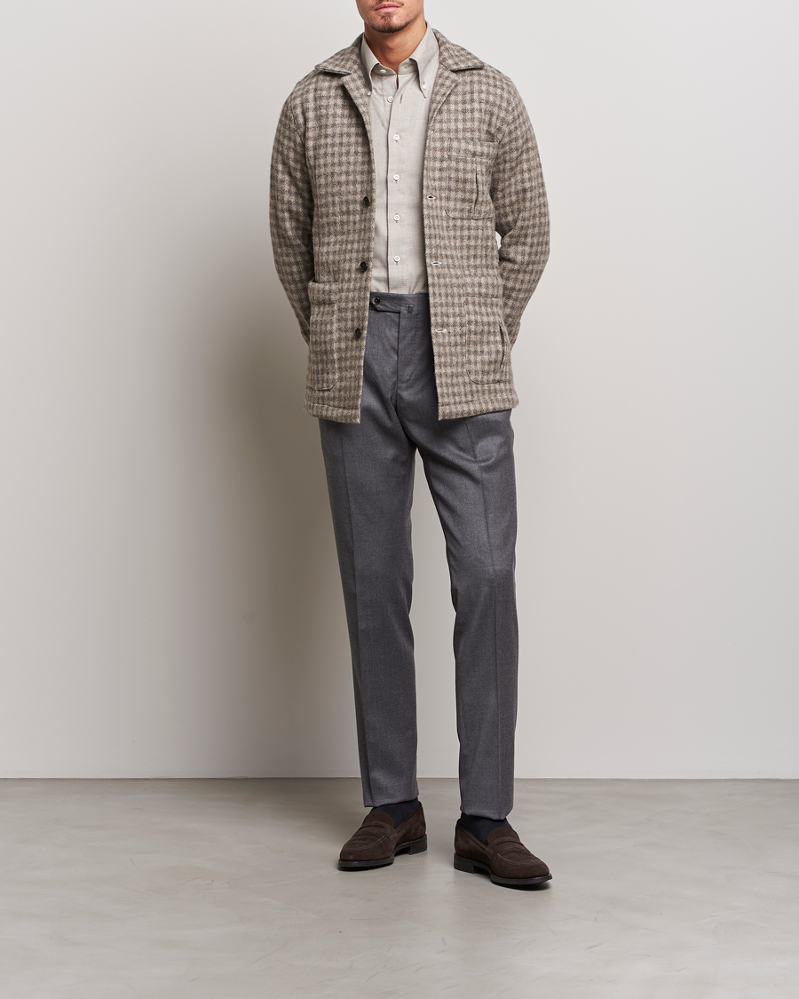 Herr | Skjortor | 100Hands | Fox Brothers Checked Wool Travellers Jacket Brown