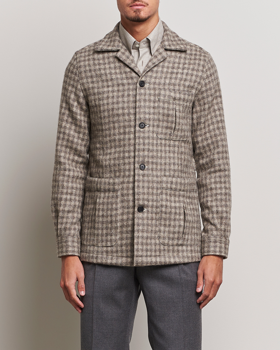 Herr | Overshirts | 100Hands | Fox Brothers Checked Wool Travellers Jacket Brown