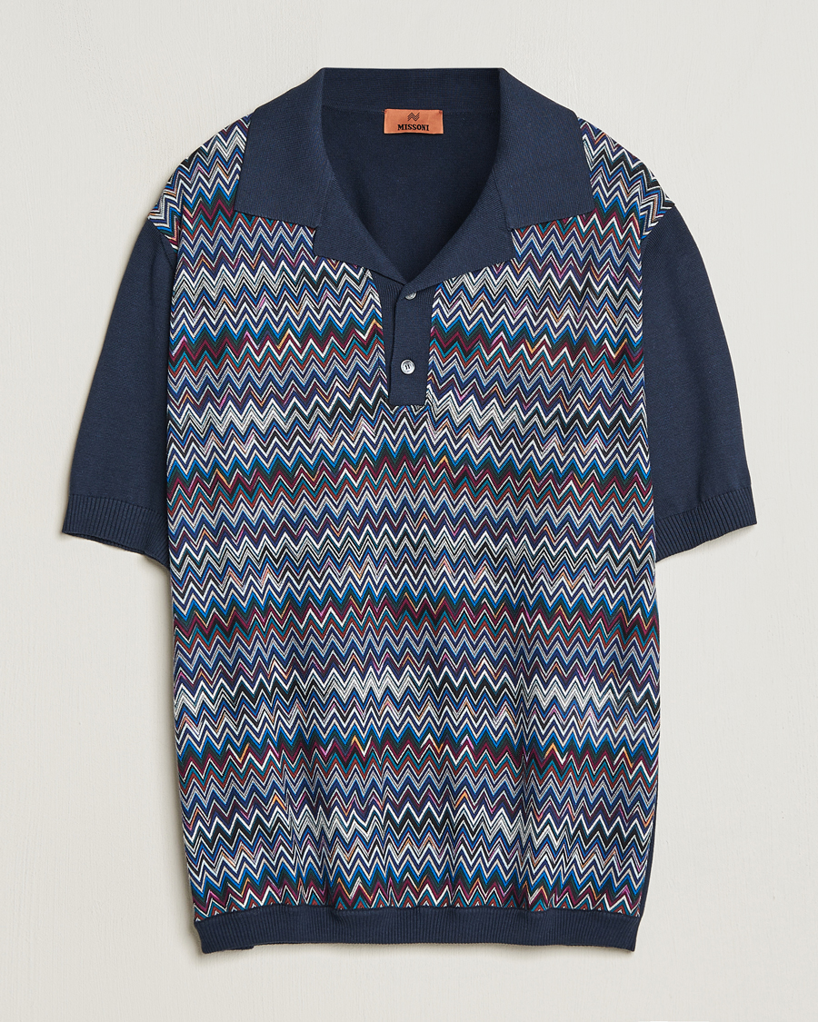 Herr | Pikéer | Missoni | Cotton/Silk Polo Navy