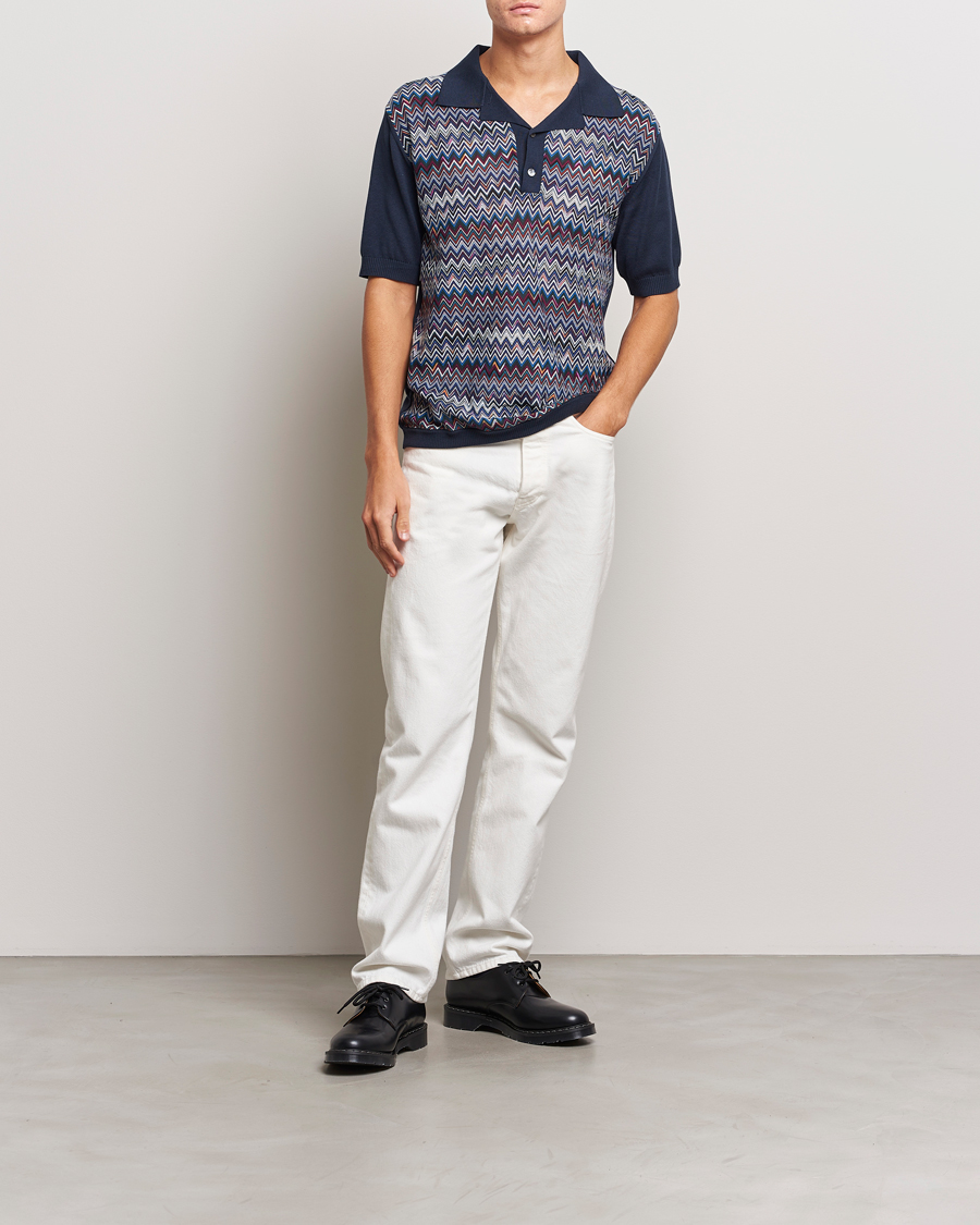 Herr | Pikéer | Missoni | Cotton/Silk Polo Navy