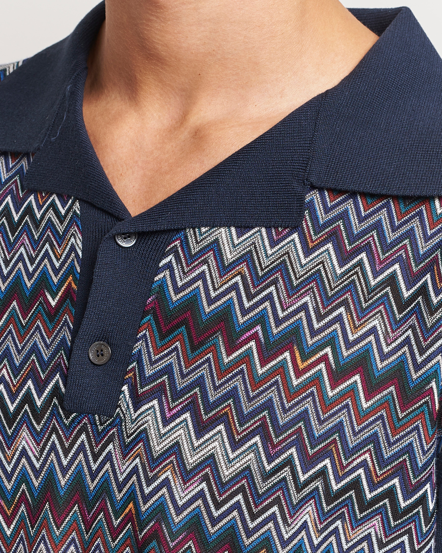 Herr | Pikéer | Missoni | Cotton/Silk Polo Navy