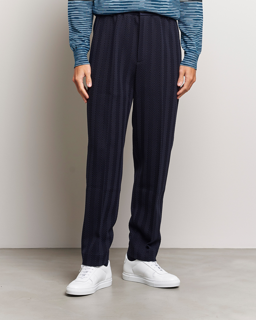 Herr | Byxor | Missoni | Tonal Zig-Zag Trousers Navy