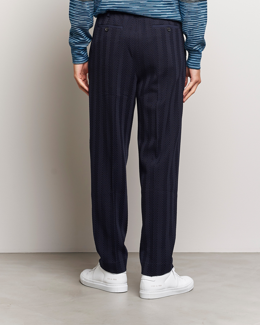 Herr | Byxor | Missoni | Tonal Zig-Zag Trousers Navy