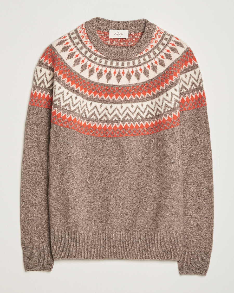 Herr | Tröjor | Altea | Cashmere Blend Norwegian Sweater Beige/Red