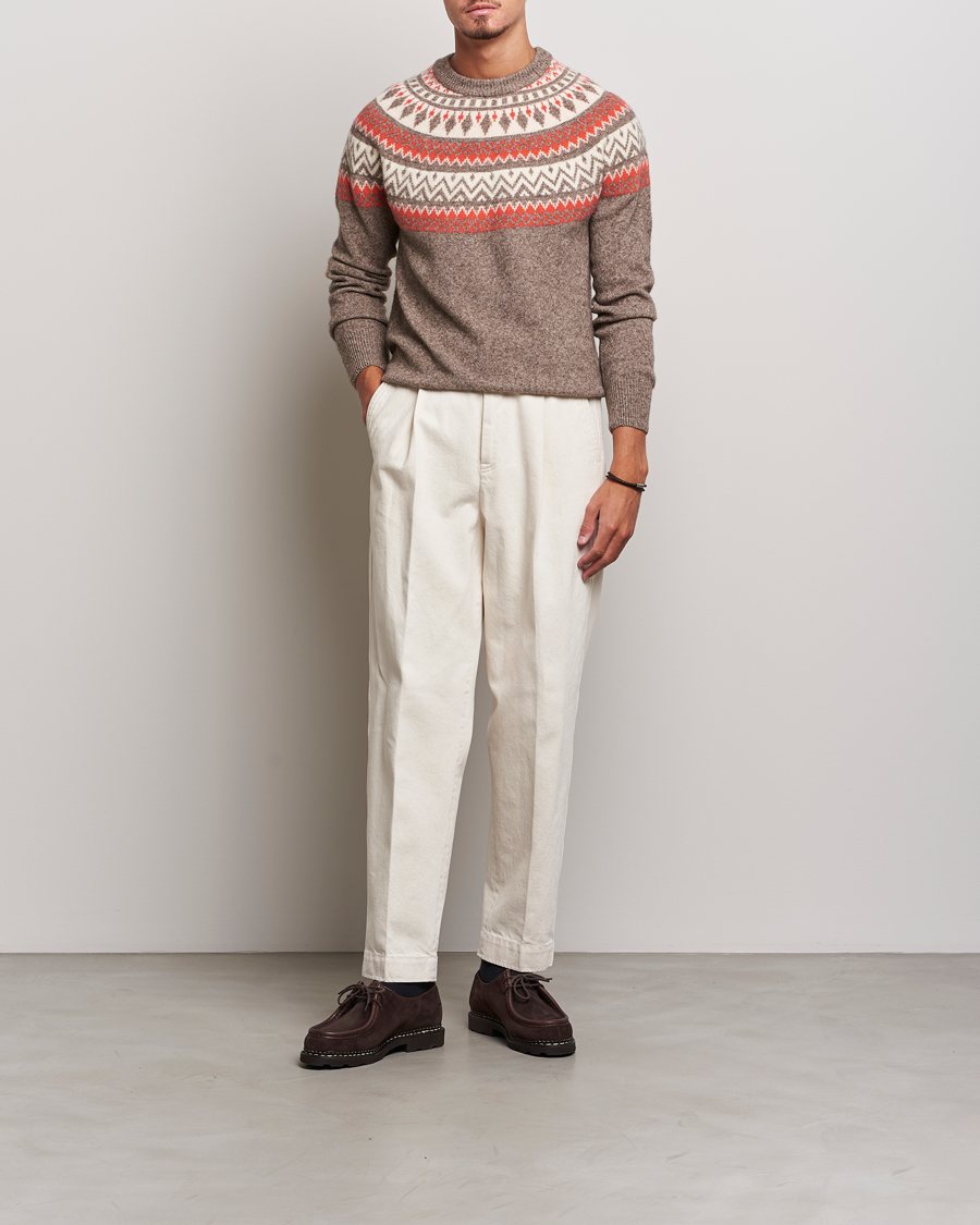 Herr | Tröjor | Altea | Cashmere Blend Norwegian Sweater Beige/Red