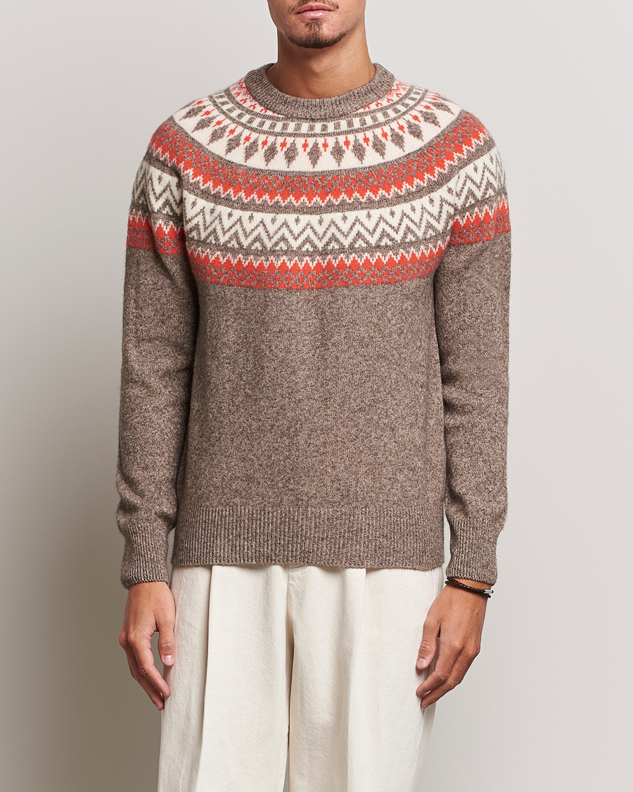 Herr | Tröjor | Altea | Cashmere Blend Norwegian Sweater Beige/Red