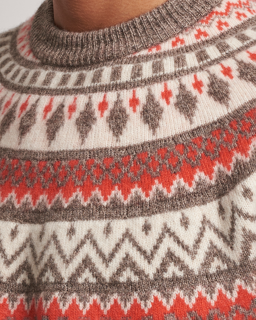 Herr | Tröjor | Altea | Cashmere Blend Norwegian Sweater Beige/Red