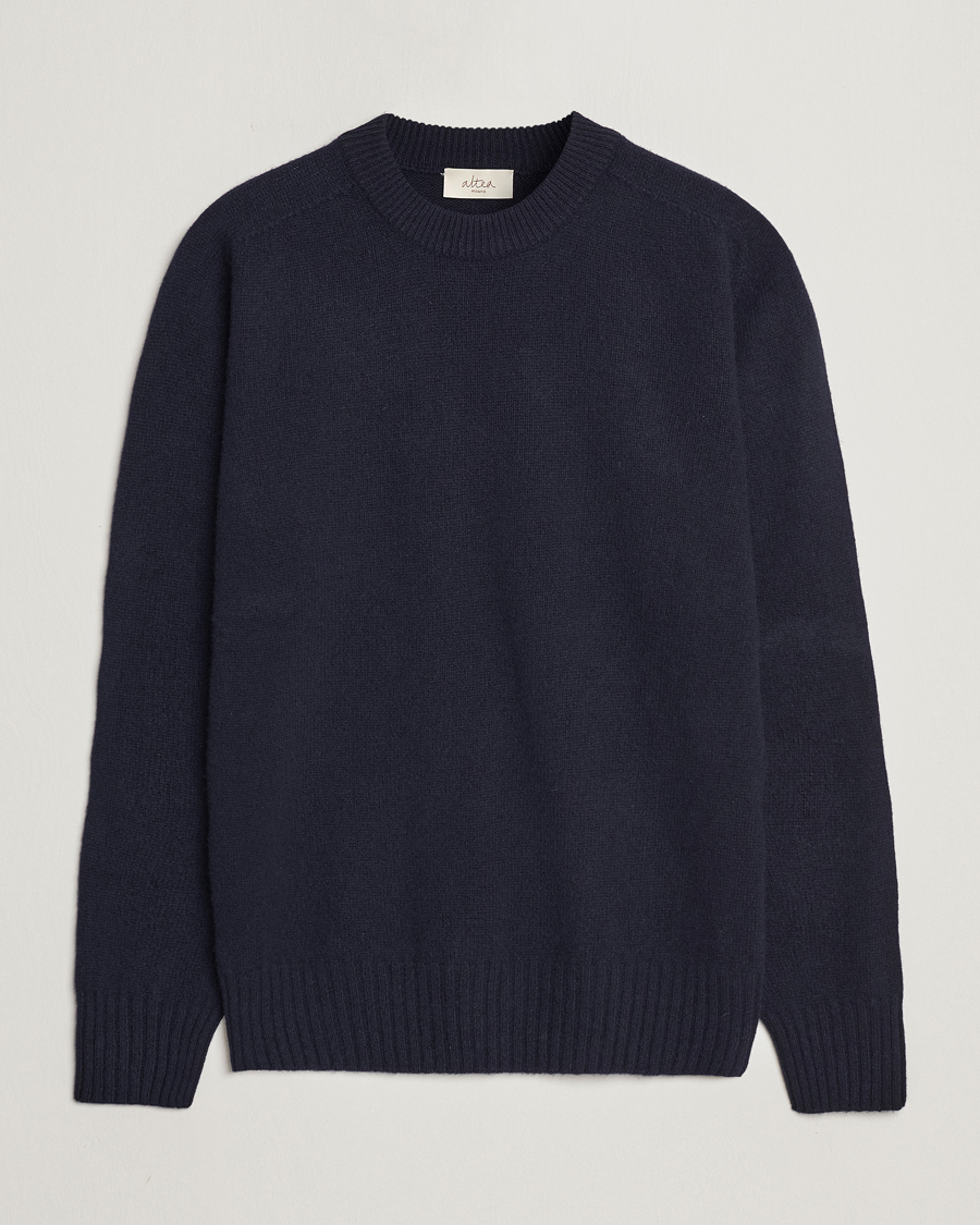 Herr | Tröjor | Altea | Wool/Cashmere Crew Neck Pullover Navy