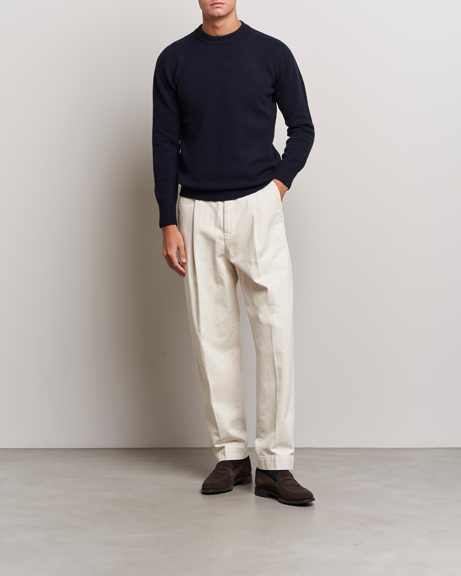 Herr | Tröjor | Altea | Wool/Cashmere Crew Neck Pullover Navy