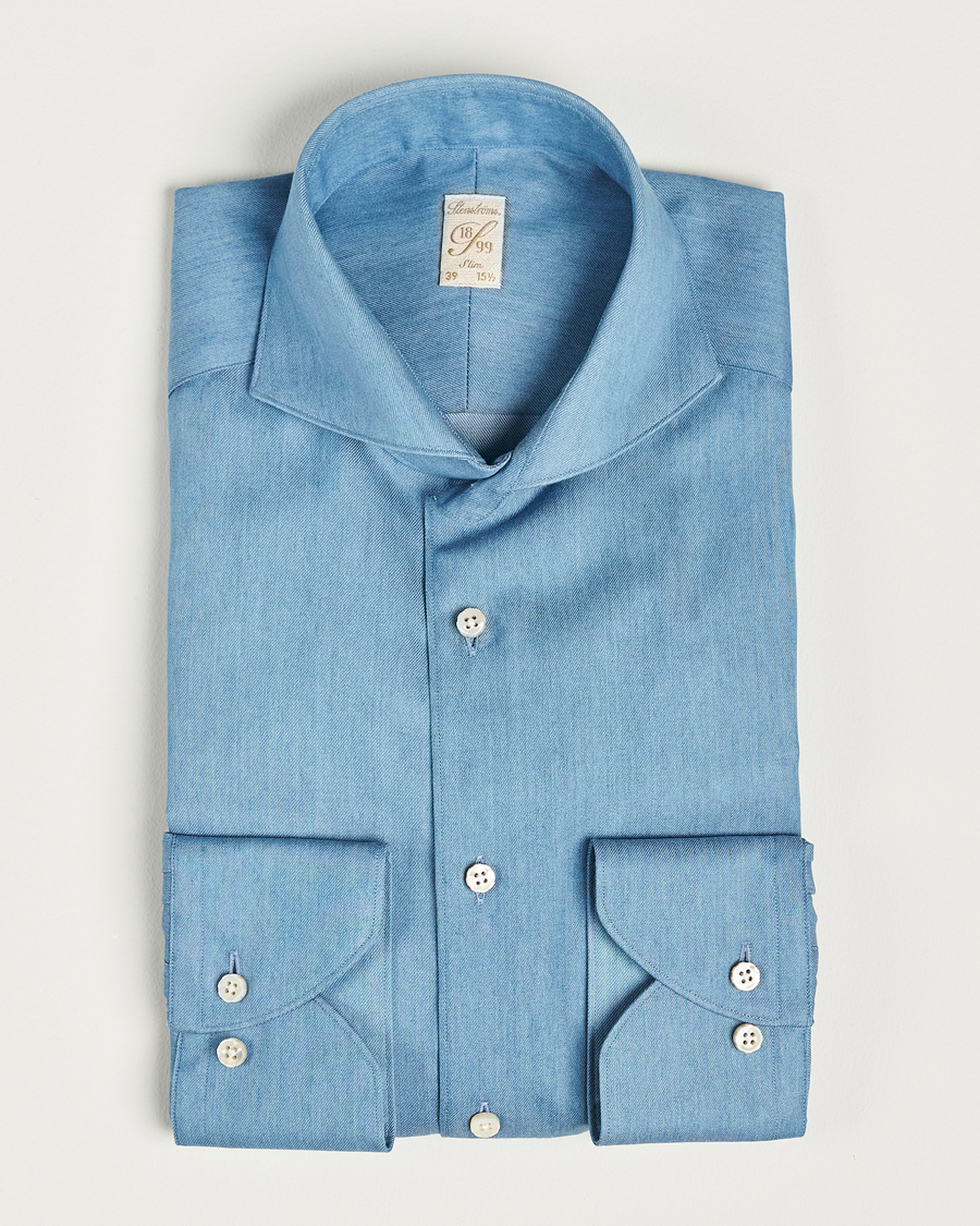 Herr | Skjortor | Stenströms | 1899 Slim Denim Twill Shirt Indigo