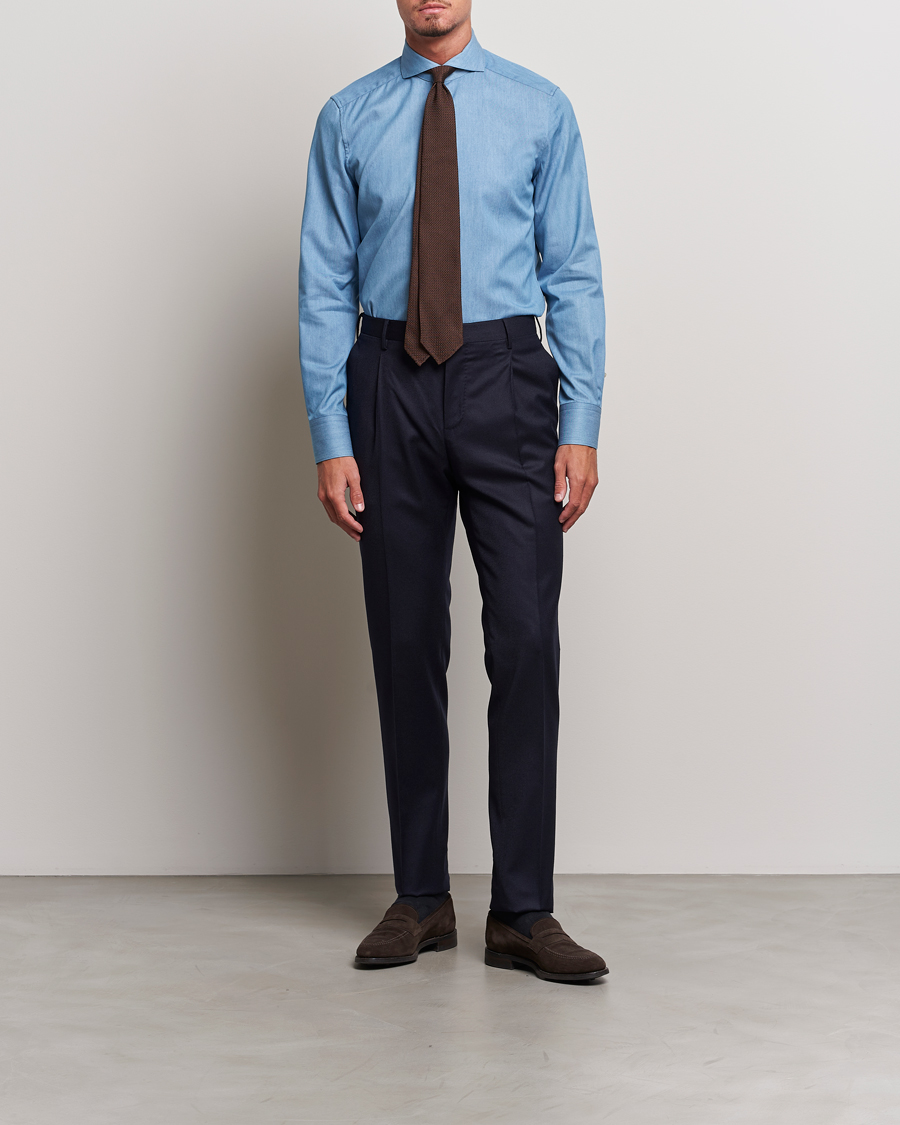 Herr | Skjortor | Stenströms | 1899 Slim Denim Twill Shirt Indigo