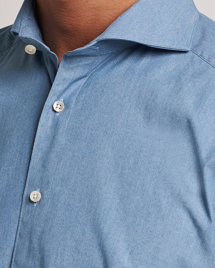 Herr | Skjortor | Stenströms | 1899 Slim Denim Poplin Shirt Indigo