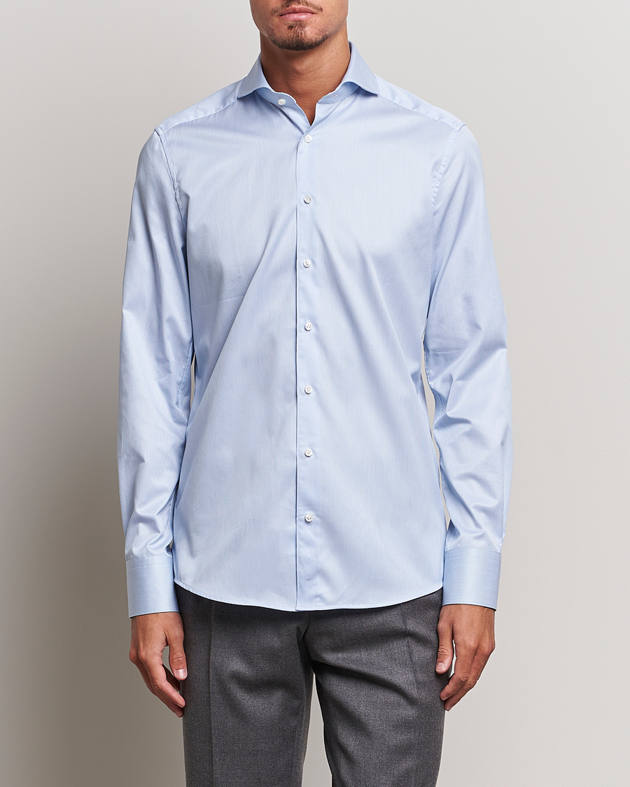 Herr |  | Stenströms | 1899 Slim Supima Cotton Twill Stripe Shirt Blue
