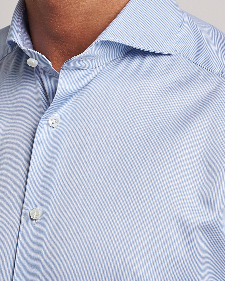 Herr | Skjortor | Stenströms | 1899 Slim Supima Cotton Twill Stripe Shirt Blue