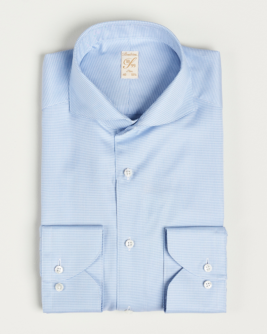 Herr | Skjortor | Stenströms | 1899 Slim Supima Cotton Houndtooth Shirt Blue