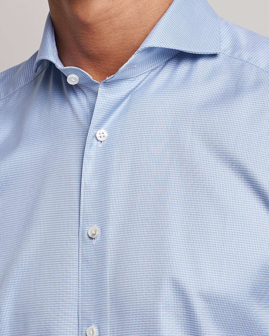 Herr | Skjortor | Stenströms | 1899 Slim Supima Cotton Houndtooth Shirt Blue