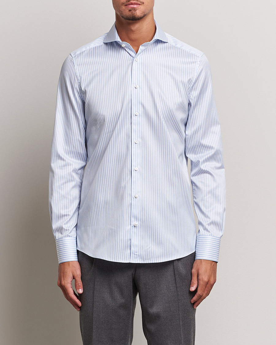 Herr |  | Stenströms | 1899 Slim Supima Cotton Stripe Shirt Blue