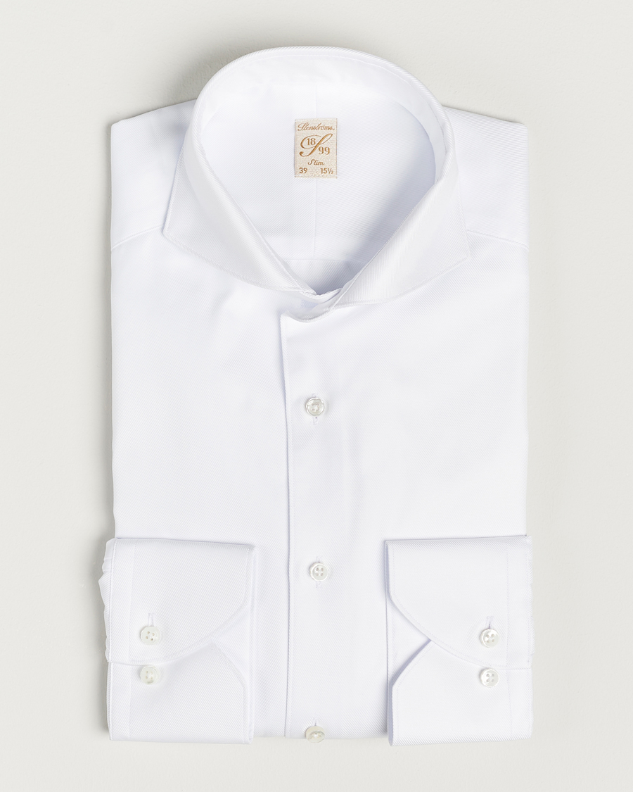 Herr | | Stenströms | 1899 Slim Supima Cotton Twill Shirt White