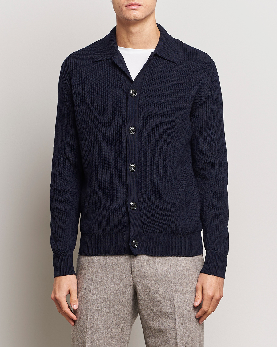 Herr |  | Altea | Rib Wool Cardigan Navy