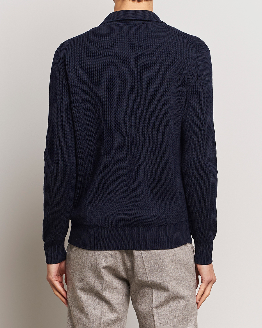 Herr | Tröjor | Altea | Rib Wool Cardigan Navy