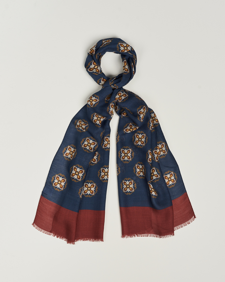 Herr | Altea Printed Medallion Wool Scarf Navy | Altea | Printed Medallion Wool Scarf Navy