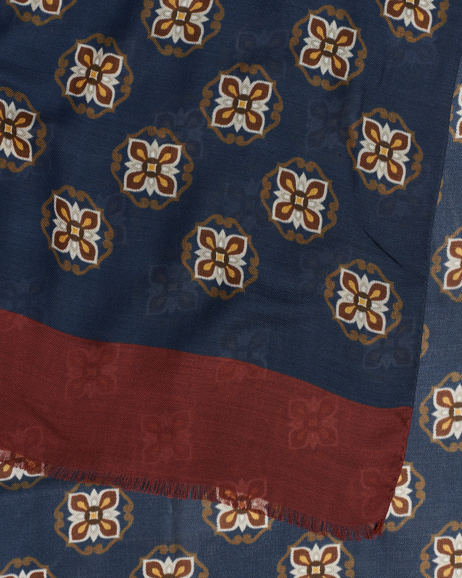 Herr | Altea Printed Medallion Wool Scarf Navy | Altea | Printed Medallion Wool Scarf Navy