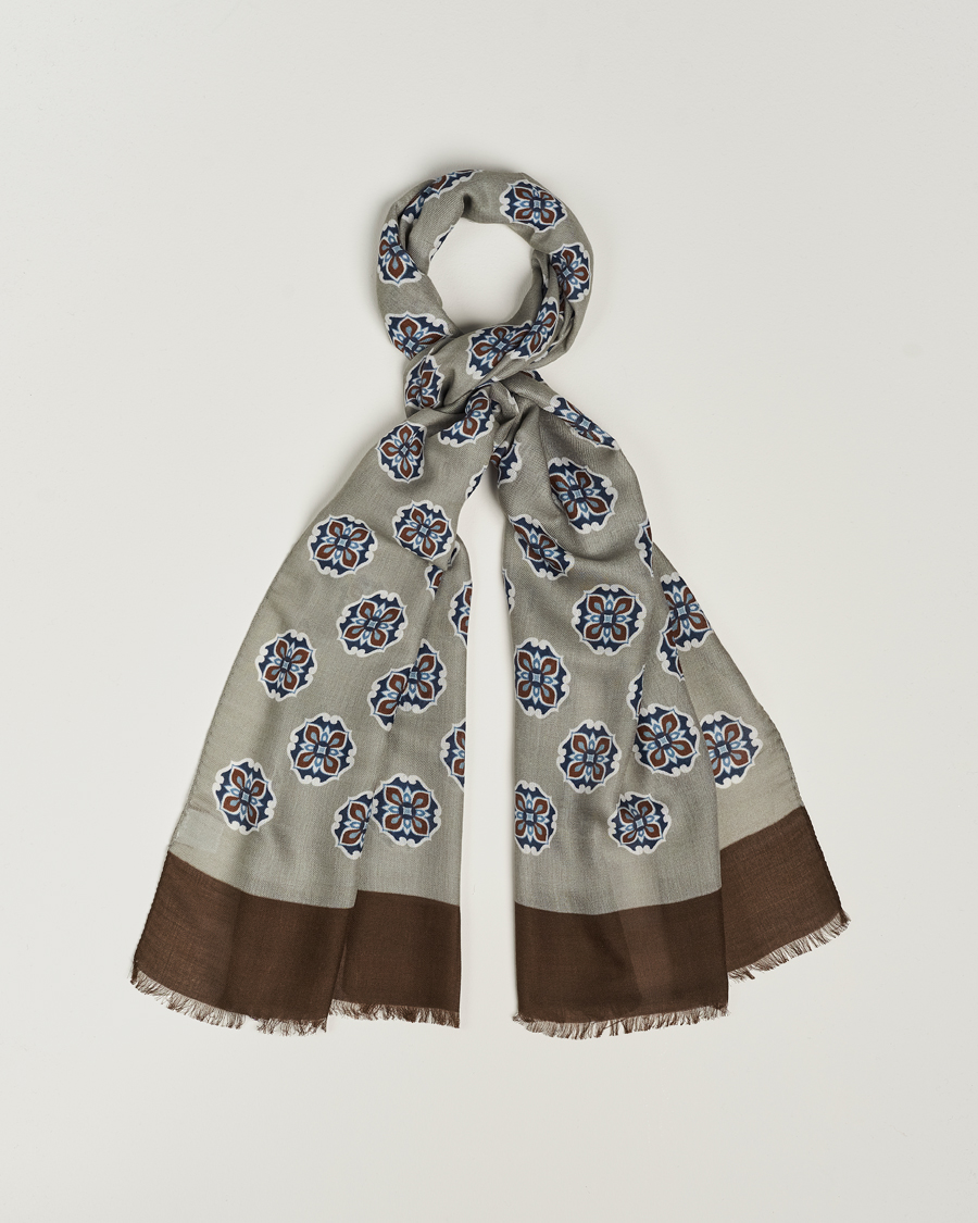 Herr | Altea Printed Medallion Wool Scarf Light Grey | Altea | Printed Medallion Wool Scarf Light Grey