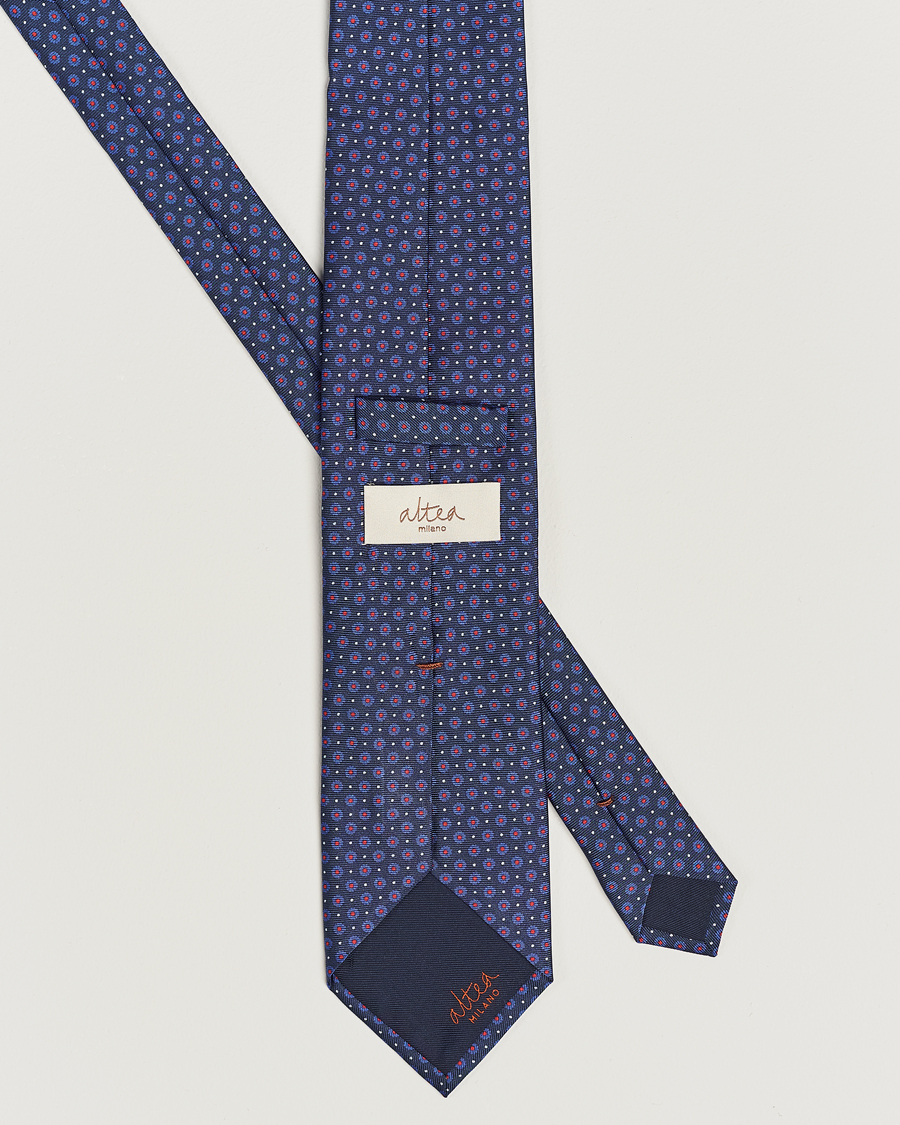 Herr | Altea Printed Silk Tie Navy/Red | Altea | Printed Silk Tie Navy/Red