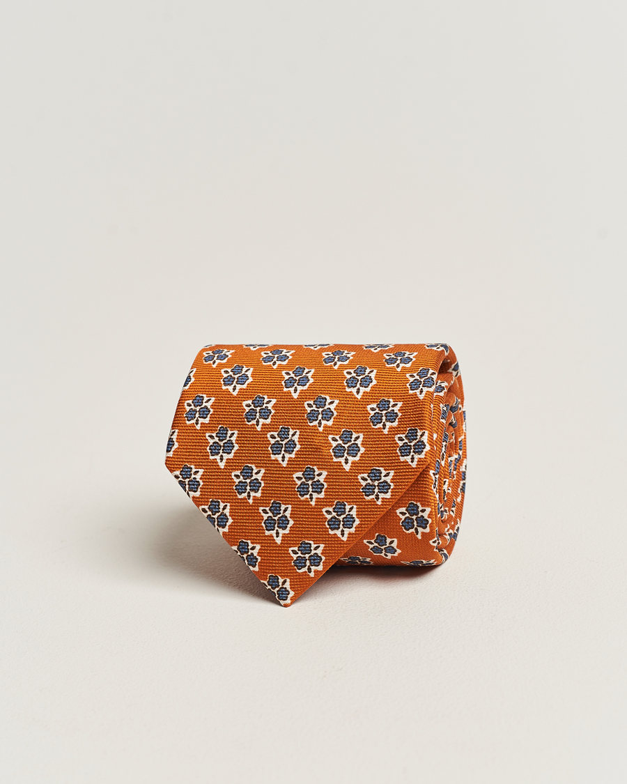 Herr | Altea Printed Silk Tie Orange | Altea | Printed Silk Tie Orange