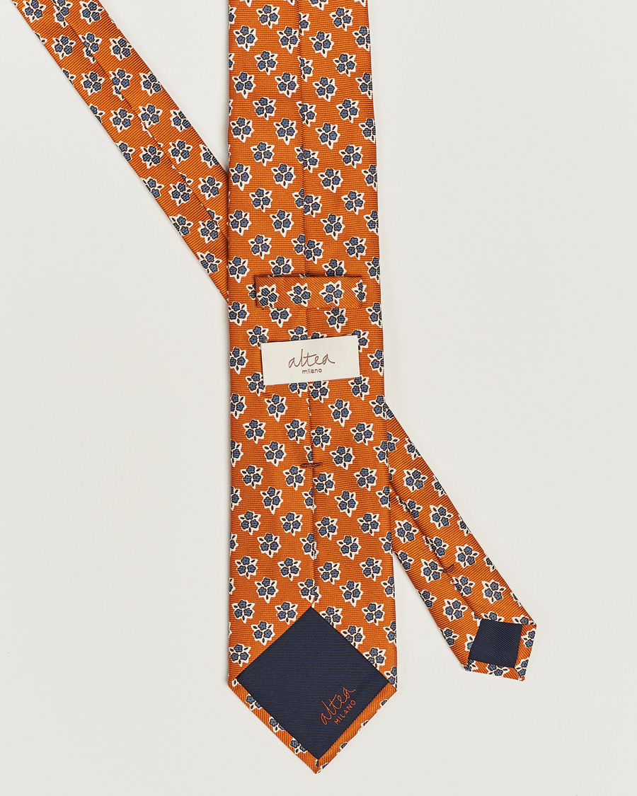 Herr | Altea Printed Silk Tie Orange | Altea | Printed Silk Tie Orange