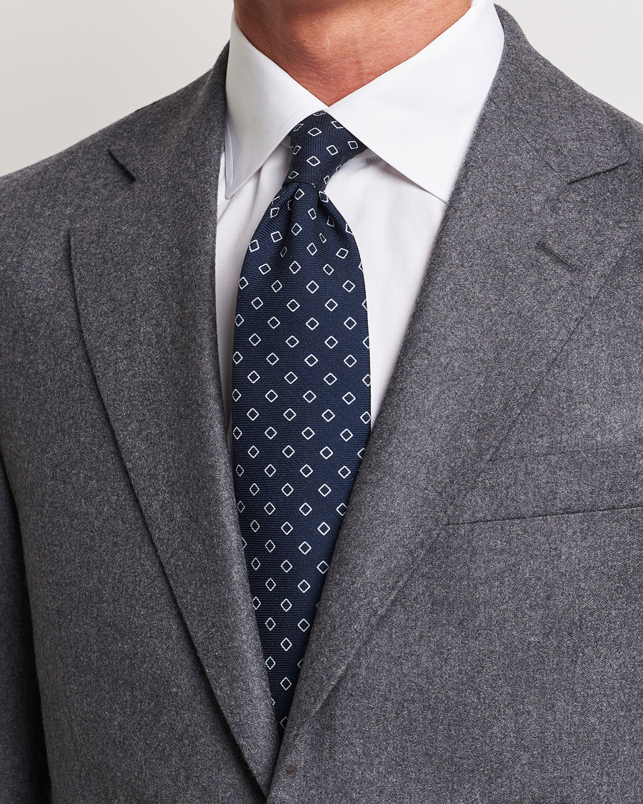 Herr |  | Altea | Printed Wool Tie Navy