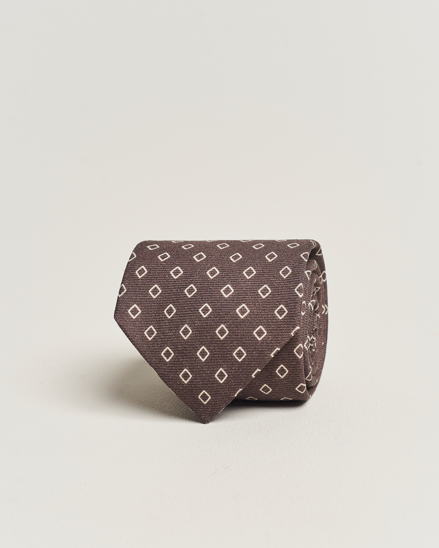 Herr | Altea Printed Wool Tie Brown | Altea | Printed Wool Tie Brown