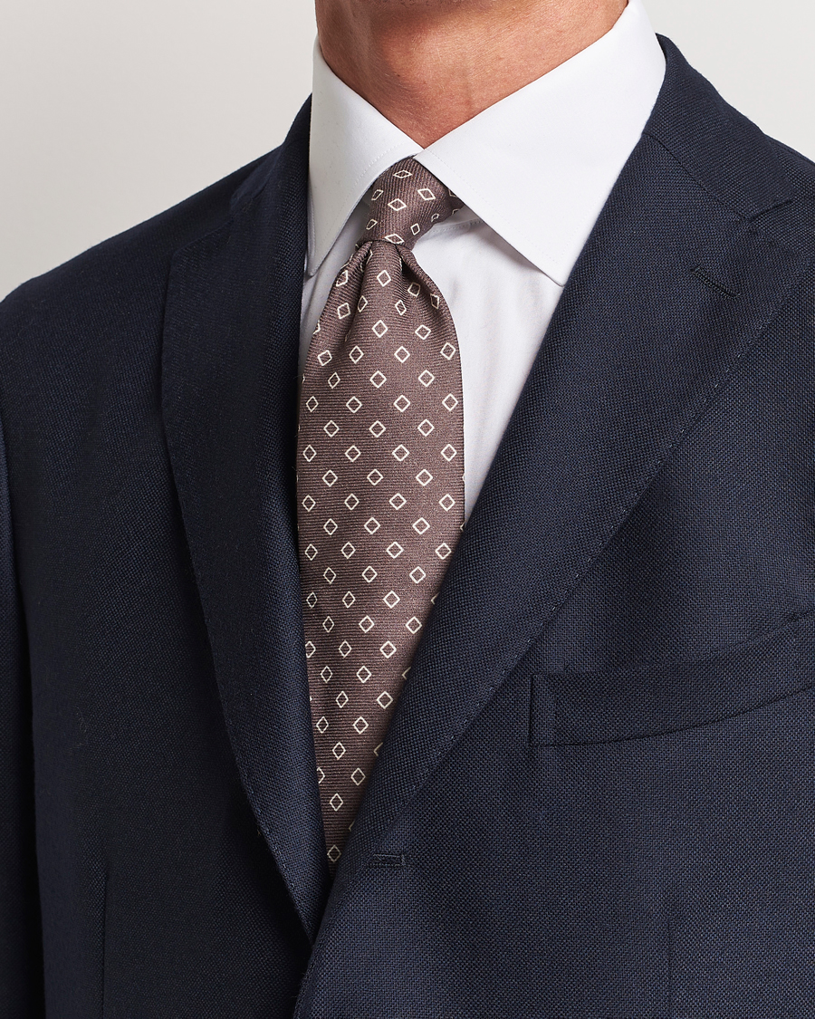 Herr | Altea Printed Wool Tie Brown | Altea | Printed Wool Tie Brown