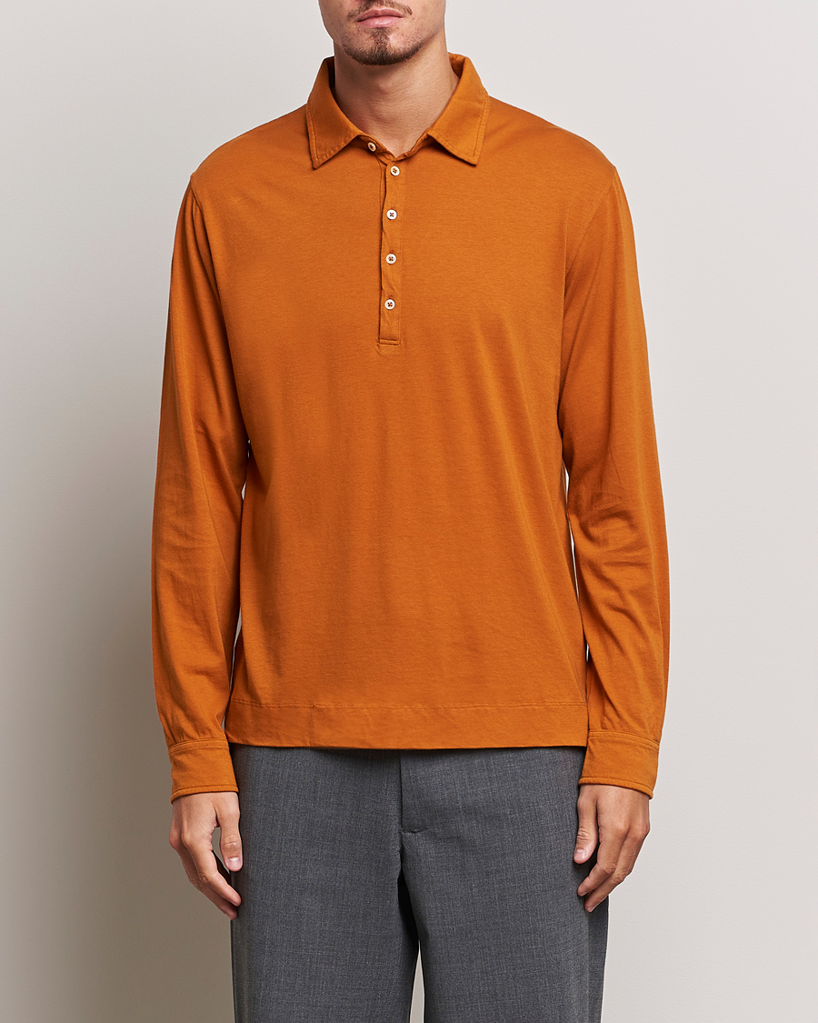 Herr | Långärmade pikéer | Massimo Alba | Ischia Cotton/Cashmere Polo Brick