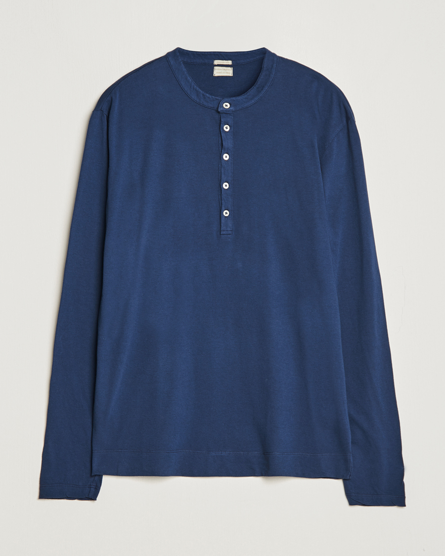Herr | Tröjor | Massimo Alba | Hawai Cotton/Cashmere Henley Navy