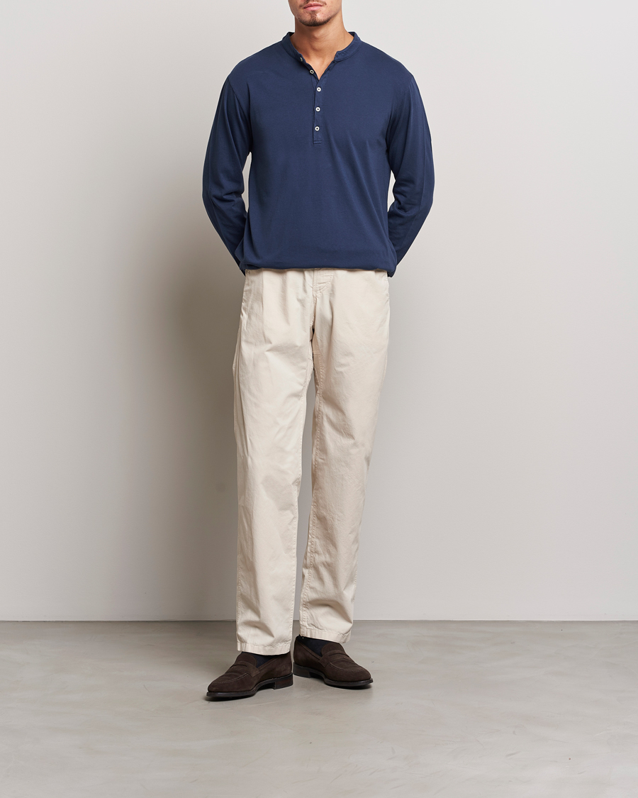 Herr | Tröjor | Massimo Alba | Hawai Cotton/Cashmere Henley Navy